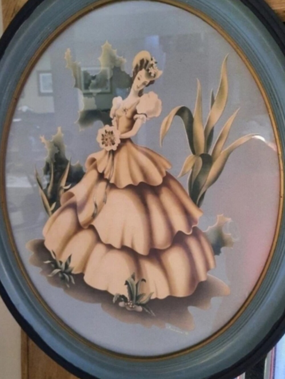 Vintage 1930s Antebellum Southern Belle Art Deco Picture